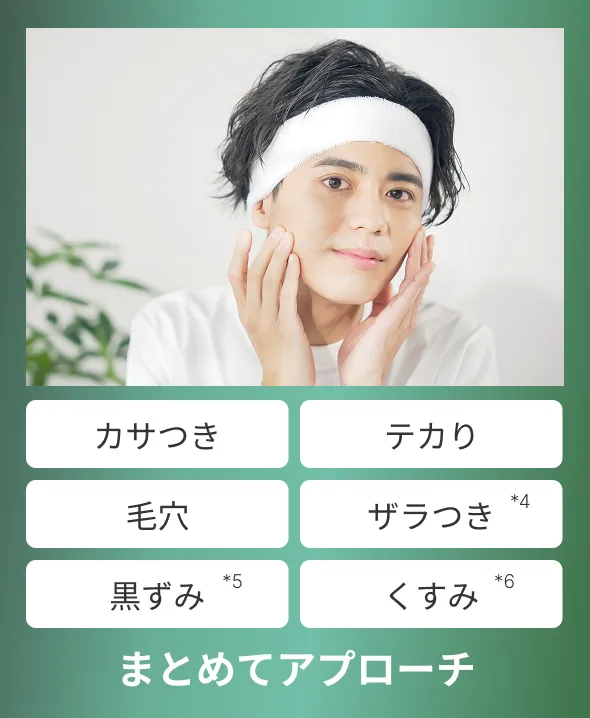 カサつき・テカり・毛穴・ザラつき・黒ずみ・くすみまとめてアプローチ
