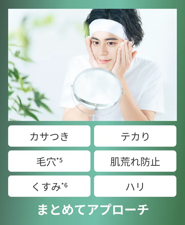 カサつき・テカり・毛穴・くすみ・肌荒れ防止・ハリ・乾燥小ジワまとめてアプローチ